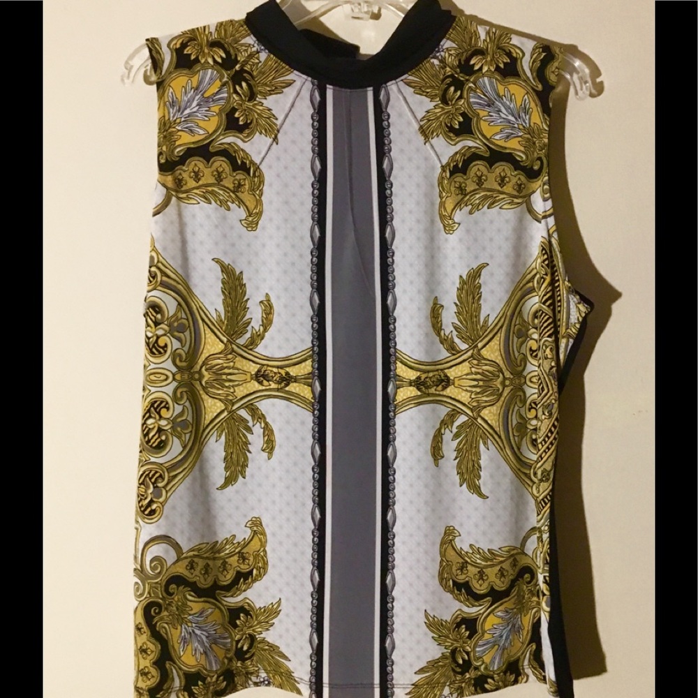 Worthington XL Paisley yellow black/white blouse